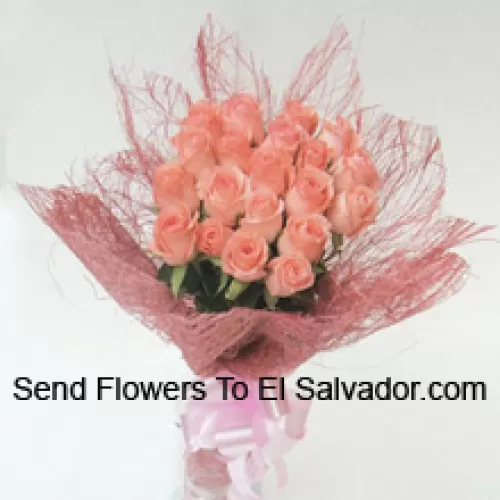 Bunch Of 20 Pink Roses With Seasonal Fillers