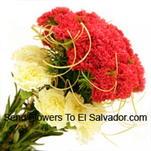 36 Red and Yellow Carnations