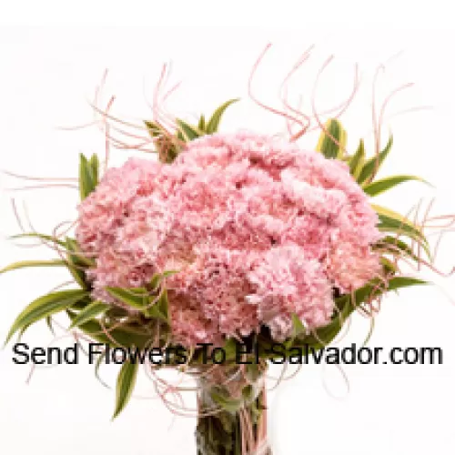 Bunch Of 24 Pink Carnations With Seasonal Fillers