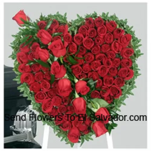 A Beautiful Heart Shaped Arrangement Of 100 Red Roses