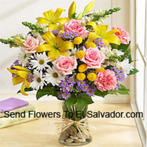 Élégant Assortiment de Fleurs en Vase