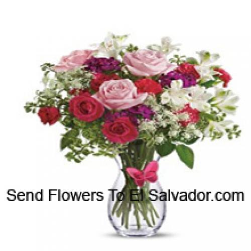 24 Rosas y Claveles con Flores Variadas