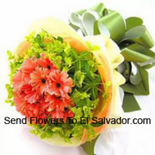 A Beautiful Bunch Of 18 Orange Gerberas With Seasonal Fillers