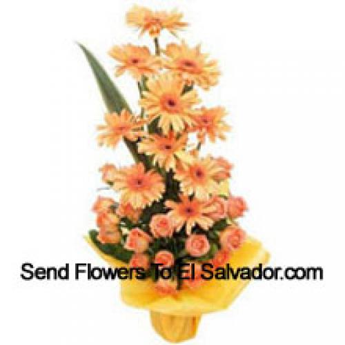 Orange Roses and Gerberas Big Basket