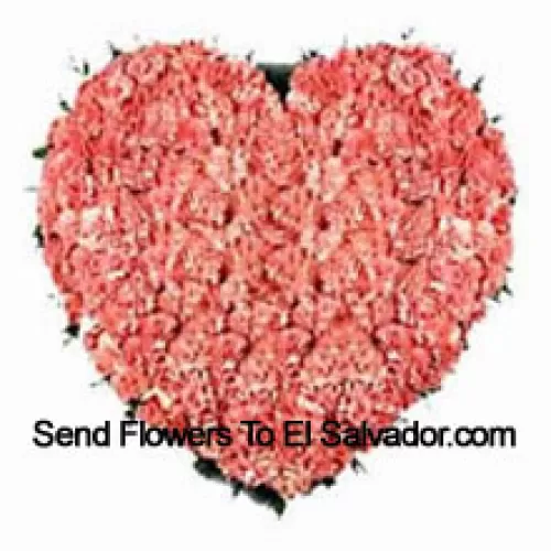 Heart Shaped Arrangement Of 100 Pink Carnations