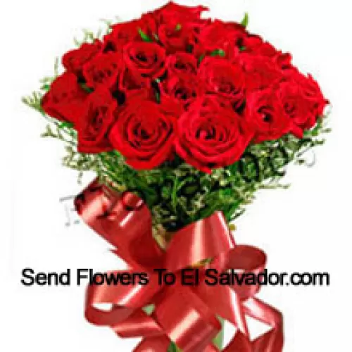 Bunch Of 24 Red Roses With Seasonal Fillers