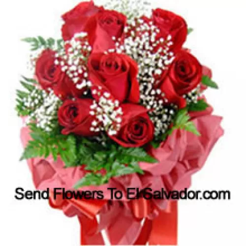 Bunch Of 10 Red Colored Roses