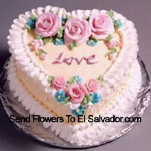 1 Kg (2.2 Lbs) Heart Shaped Vanilla Cake