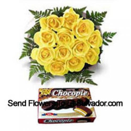 12 Beautiful Yellow Roses with Chocolate Box