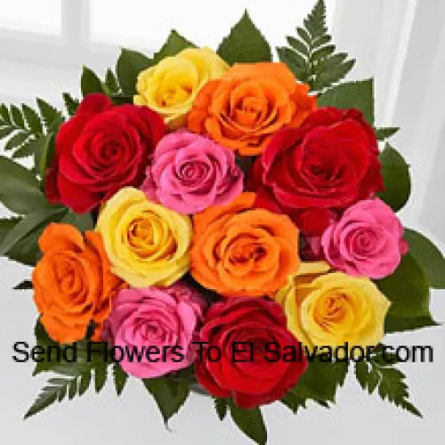 Bunch Of 12 Mixed Colored Roses