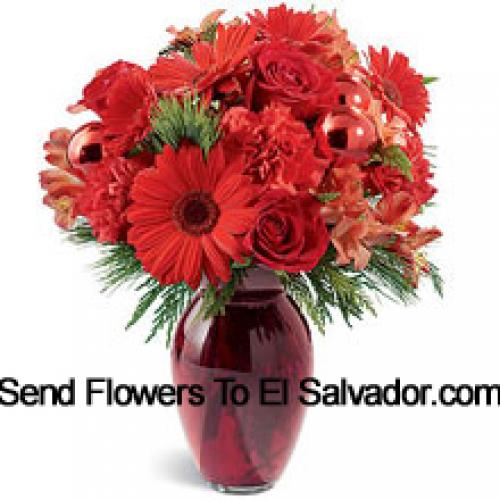 Encantadoras Claveles Rojos y Gerberas