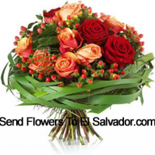 A Delightful bouquet of Red and Orange Roses with seasonal fillers (Please Note That We Reserve The Right To Substitute Any Product With A Suitable Product Of Equal Value In Case Of Non-Availability Of A Certain Product)