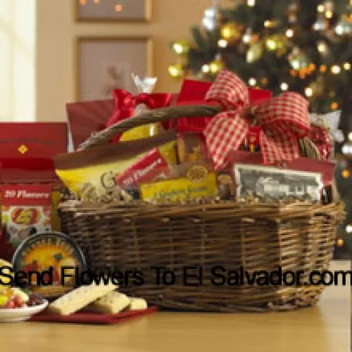 Wat is er niet leuk aan deze snack-gevulde sampler? Of de smaak van uw ontvanger nu naar zoet of meer hartig neigt, ze zullen altijd iets bevredigends vinden in Chocolate Vanilla Swirl Cookies, individueel verpakte Italiaanse chocoladetruffels, Peanut Butter Nuggets, Schotse Shortbread Fingers, ouderwetse zure citroendruppels, knapperige Feel Good Snack Mix, Cheddar Cheese Straws, Geroosterde Pinda's, Schotse Shortbread Fingers en Jelly Belly Jelly Beans. (Let op: wij behouden ons het recht voor om elk product te vervangen door een geschikt product van gelijke waarde in geval van niet-beschikbaarheid van een bepaald product)