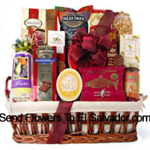 Questo speciale cesto regalo pasquale è tutto decorato e pronto per la festa. Abbiamo incluso un sacco di cibo gourmet pronto da mangiare per loro da gustare, come Ghirardelli Chocolate Raspberry Squares, Pistacchi, Patatine di mais bianco e Salsa, Biscotti al Cioccolato Wafer, Dolcetto Wafer Rolls, Biscotti alle Mandorle Amaretto, Ciliegie Ricoperte di Cioccolato, Salmone Affumicato, Formaggio Brie, Crackers al Pepe Nero, Strozzapreti al Formaggio, Biscotti Sandwich Ricoperti di Cioccolato e Mandorle al Moka. (Si prega di notare che ci riserviamo il diritto di sostituire qualsiasi prodotto con un prodotto adatto di pari valore in caso di non disponibilità di un certo prodotto)