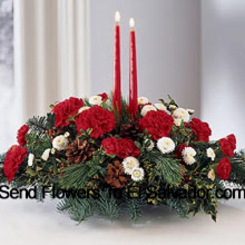 Middelpunt met Assortiment Bloemen en Ornamenten